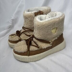 Pajar Canada Ceria In Church Brown/Cream 5/5.5 Waterproof Shearling Snow Boots